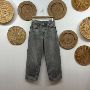H&M Faded Gray Black High Rise Baggy Loose Fit High Waist Jeans 8 Y2K Style